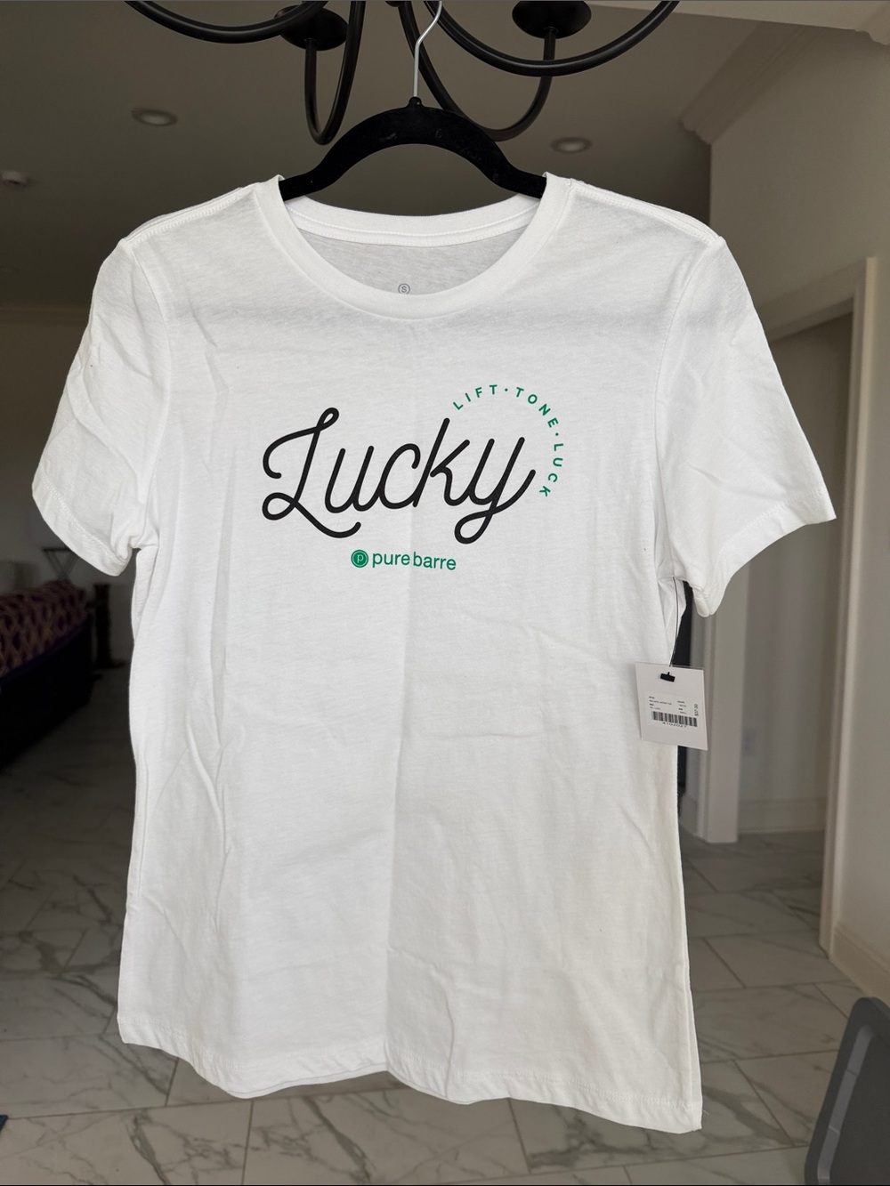 Pure Barre White 'Lucky' Graphic Tee